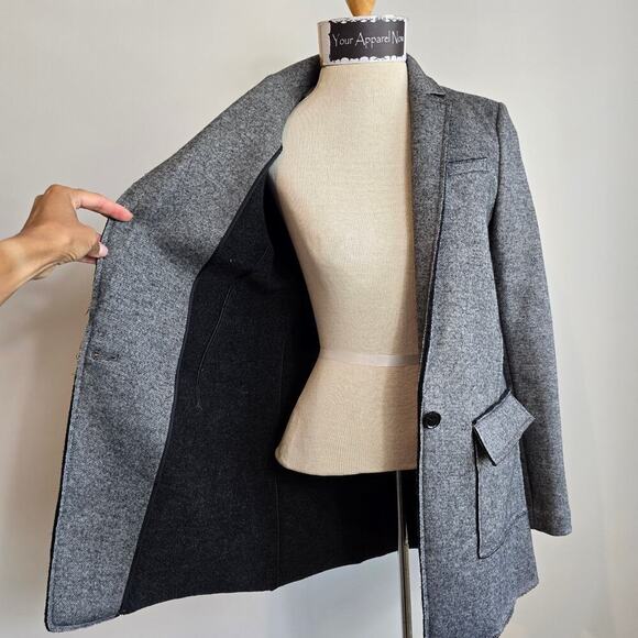 Banana Republic Women Gray Black Wool Blend Textured Knit Boyfriend Blazer Sz 0 - Picture 5 of 13